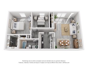 2 Bed 1 Bath Lux Reno 234 floor plan